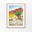 Cactus in the Desert Watercolor framed