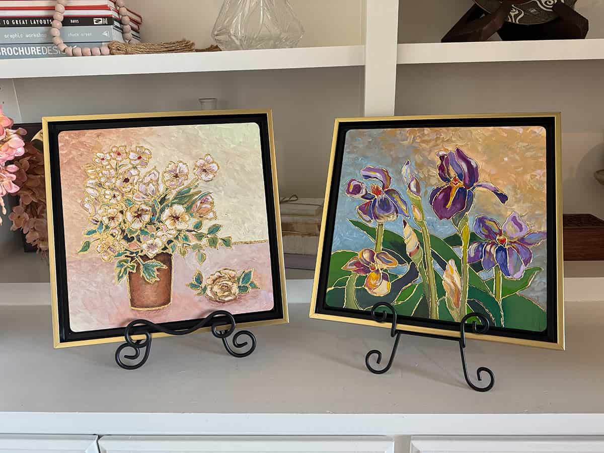 Pair of Iris flower paintings