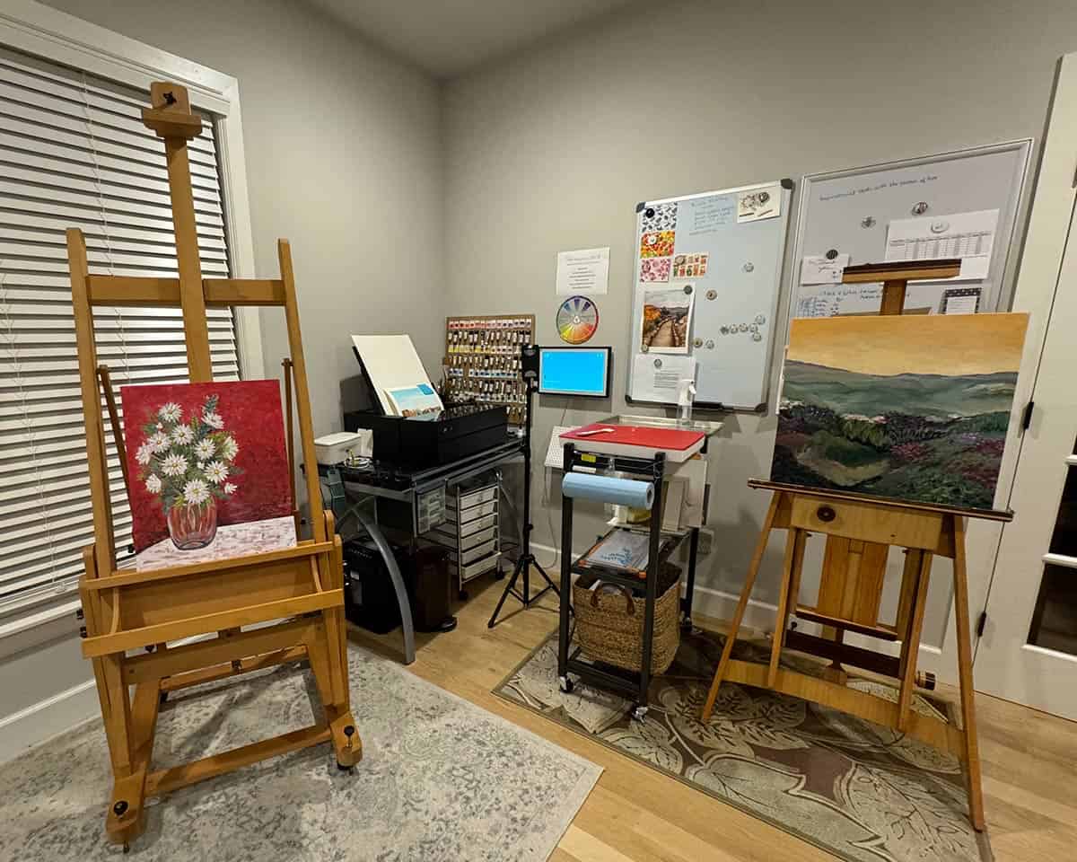 easels in the studio of Tammie ONeal, Artist