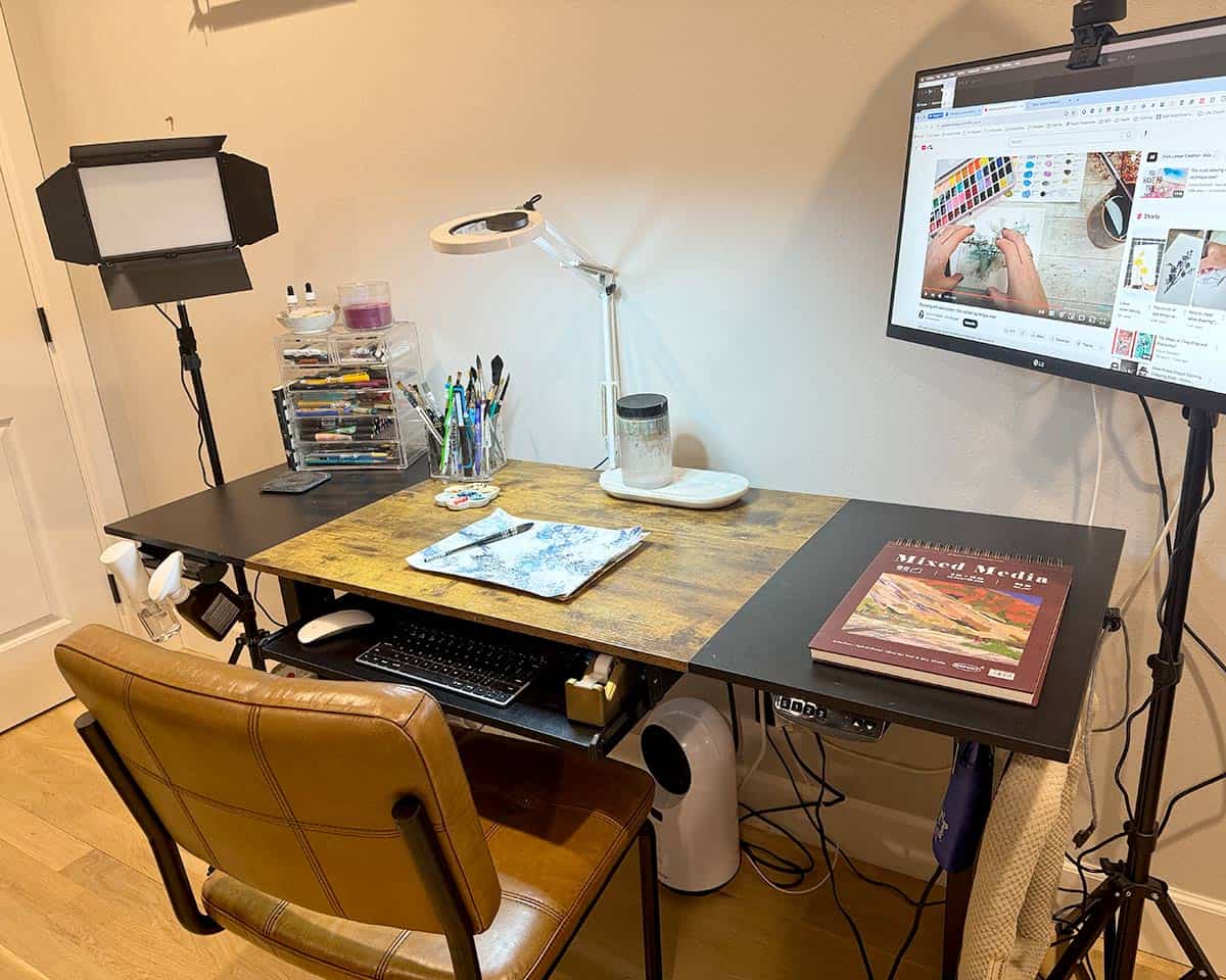 Paint desk in the studio of Tammie ONeal, Artist